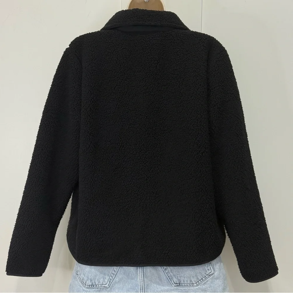 J.Crew Teddy Sherpa Lady Jacket Gold Buttons Small Black Preppy Classic Chic
